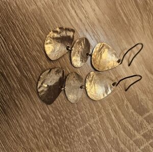 Silpada Gold Hammered Triple Drop Earrings